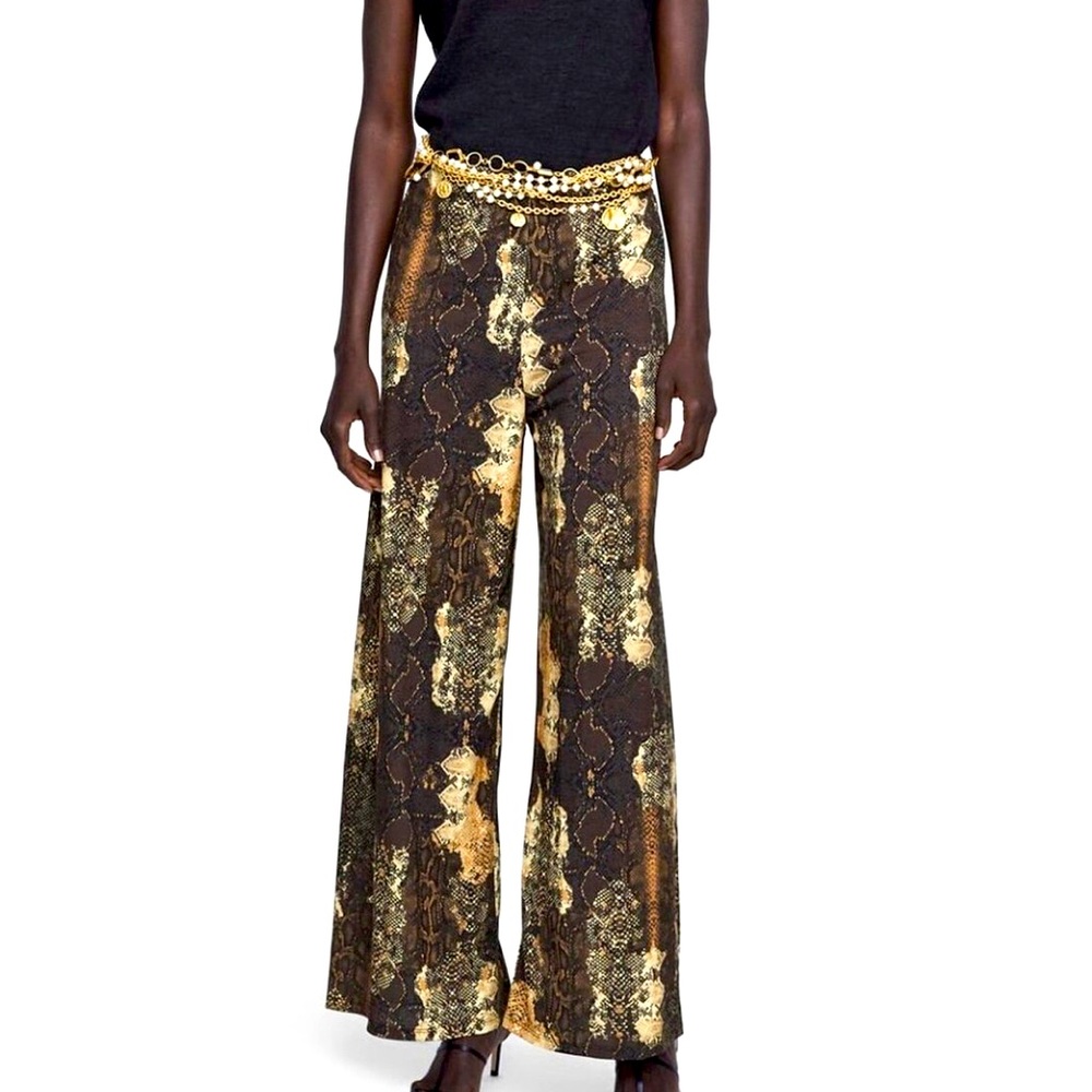 Zara Snakeskin Palazzo Pants